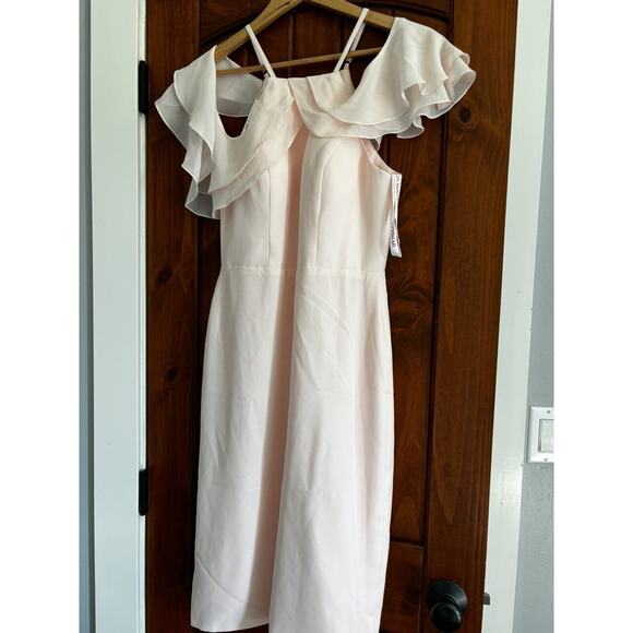 JJ's House Knee Length Chiffon Cocktail Wedding Dress NWT Sz 4 Pink classy fairy - Picture 5 of 5
